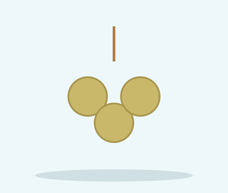 Illustration of woven hay bells hanging on a string