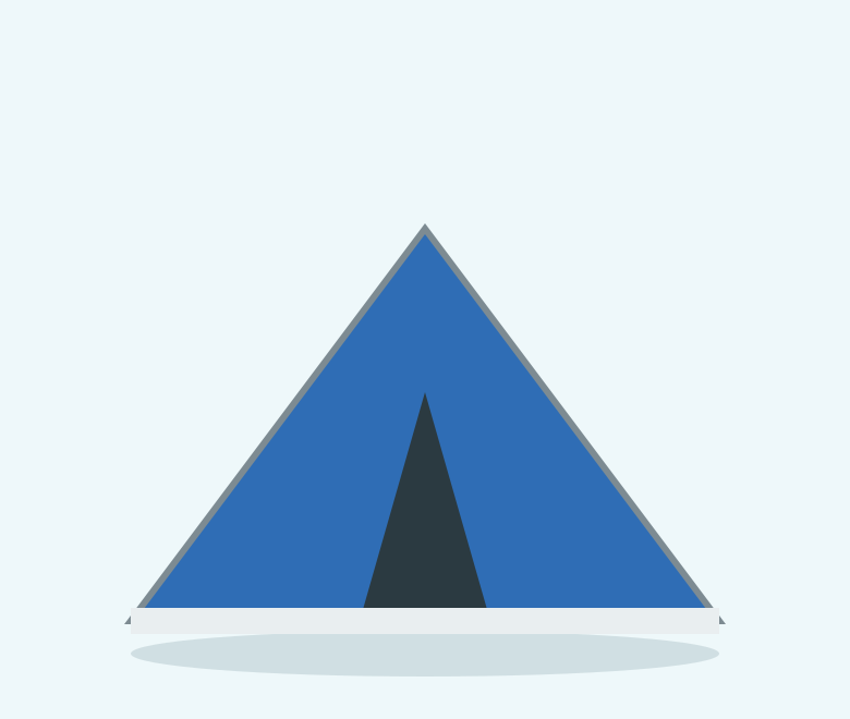 Illustration of a blue and grey pet tent