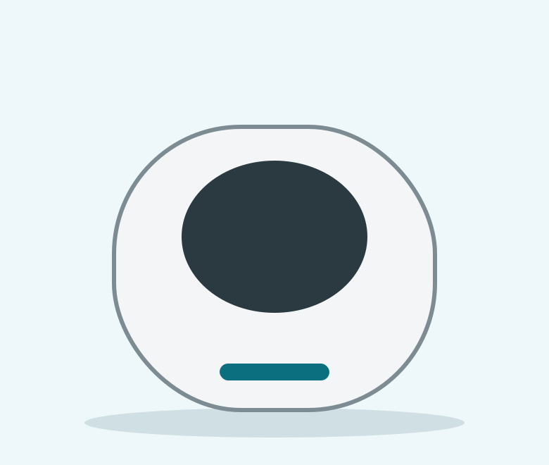 Illustration of a white rounded enclosed self cleaning litter box