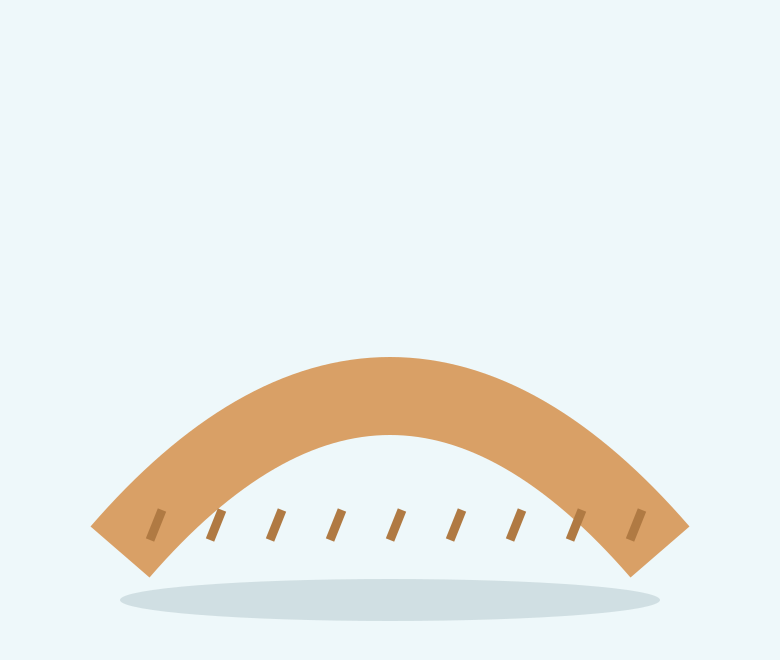 Illustration of a curved natural wood bridge