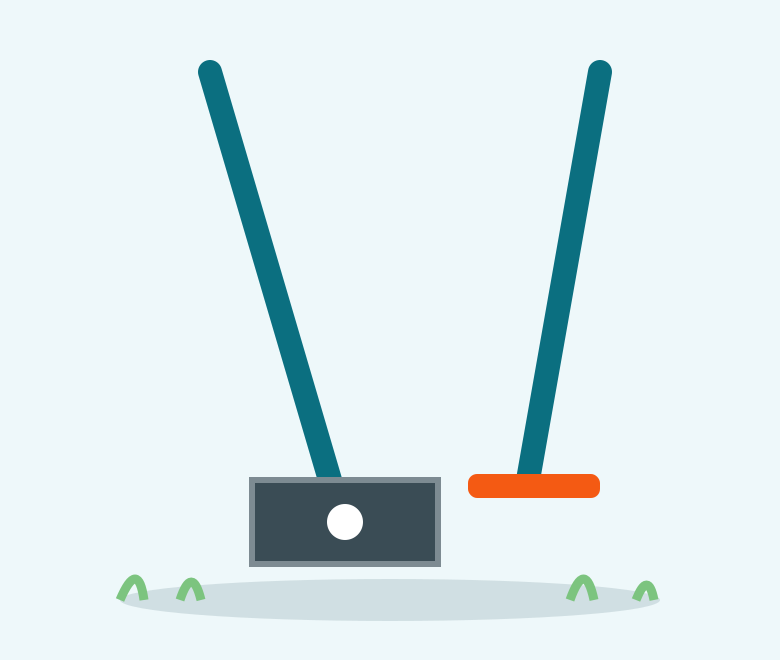 Illustration of a swivel bin scooper with a matching rake