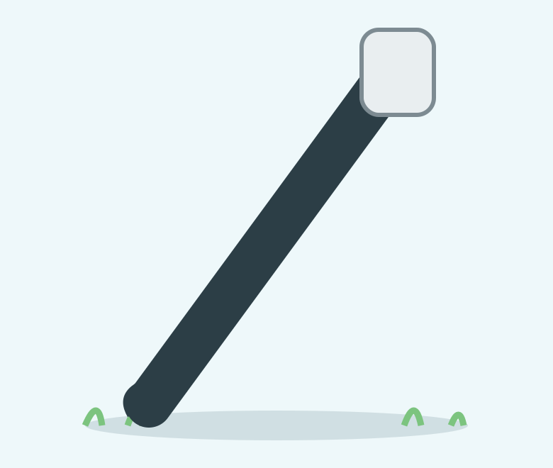 Illustration of a long tube style scooper with a bag at the top end