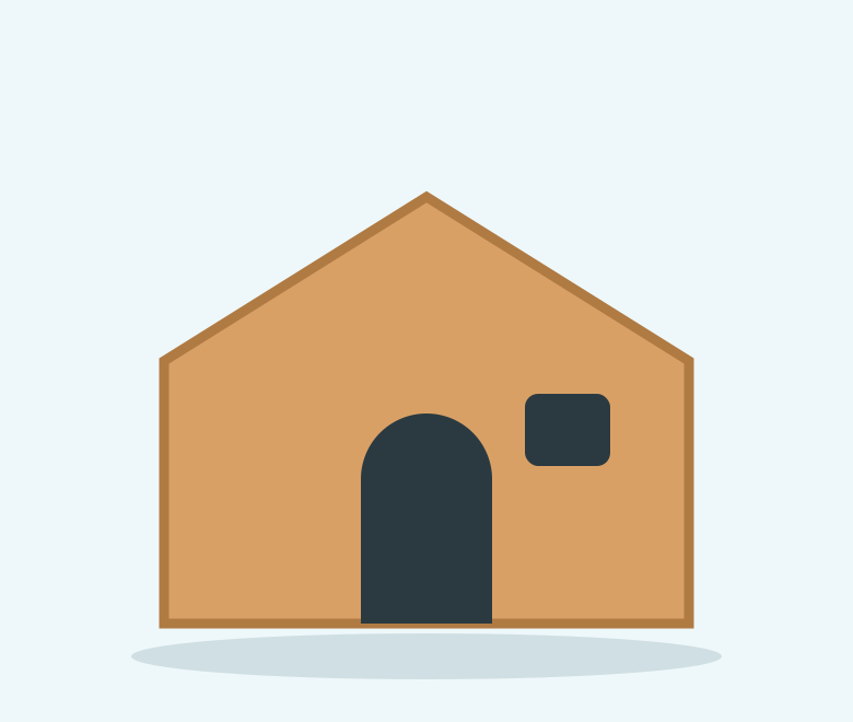 Illustration of a natural wood hideout house with a window